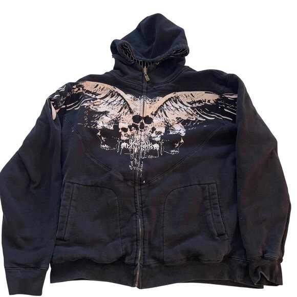 Metal Mulisha Vintage Mens Jacket Size Large Black War Paint Reversible Rare - Picture 1 of 16